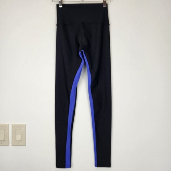 Peloton Show Up Rib Leggings Womens Small Black Purple Full Length Spin Cycling - Picture 2 of 9